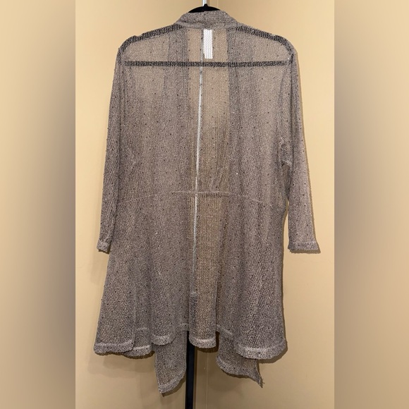 DECORATED ORIGINALS Sheer Metallic Open-Front Cardigan. Size XL. - Picture 2 of 6